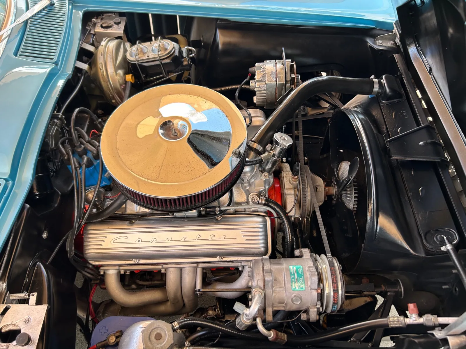 Engine bay of the 1965 Chevrolet Corvette