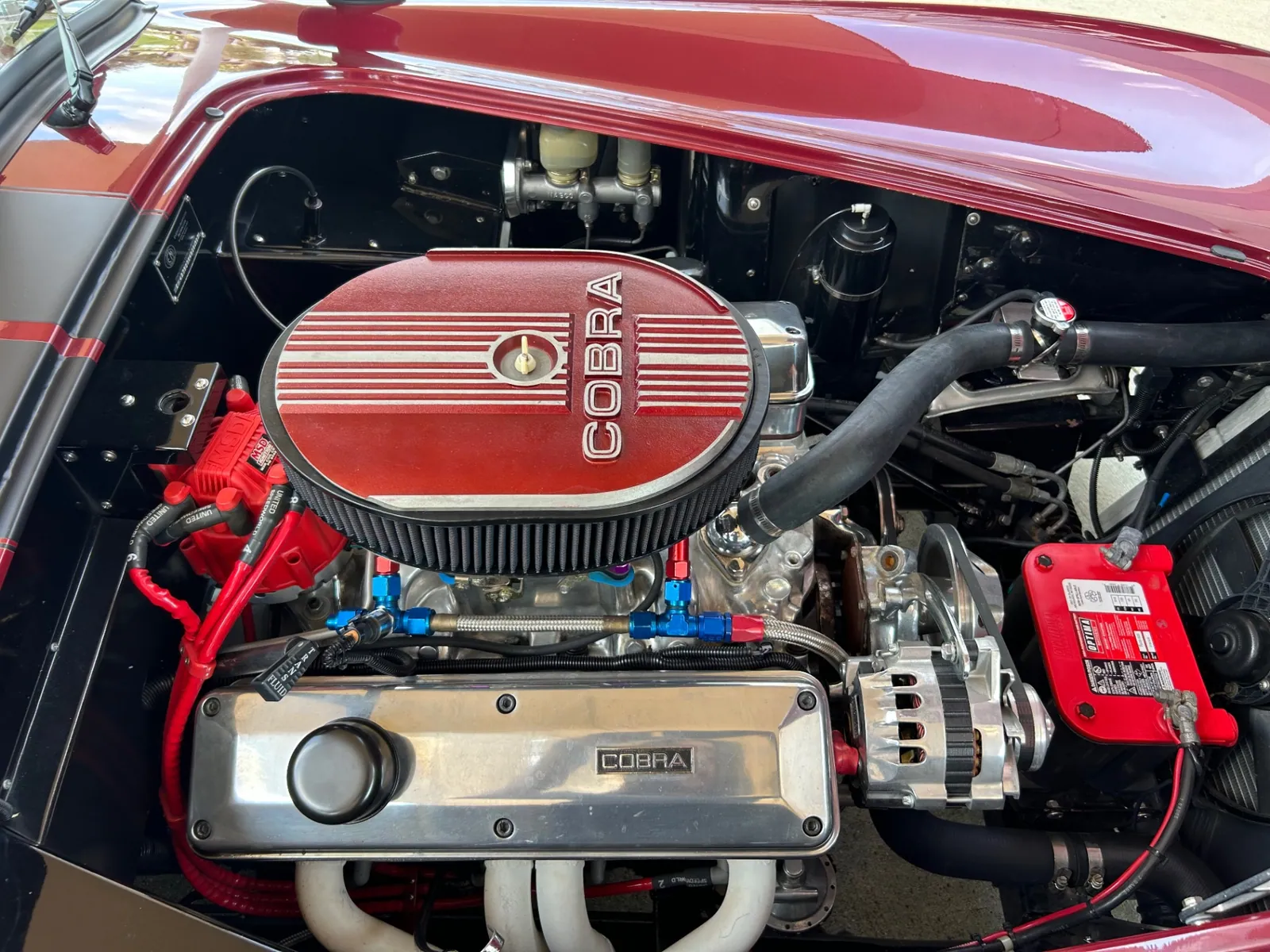 Engine bay of the 1965 Shelby Cobra