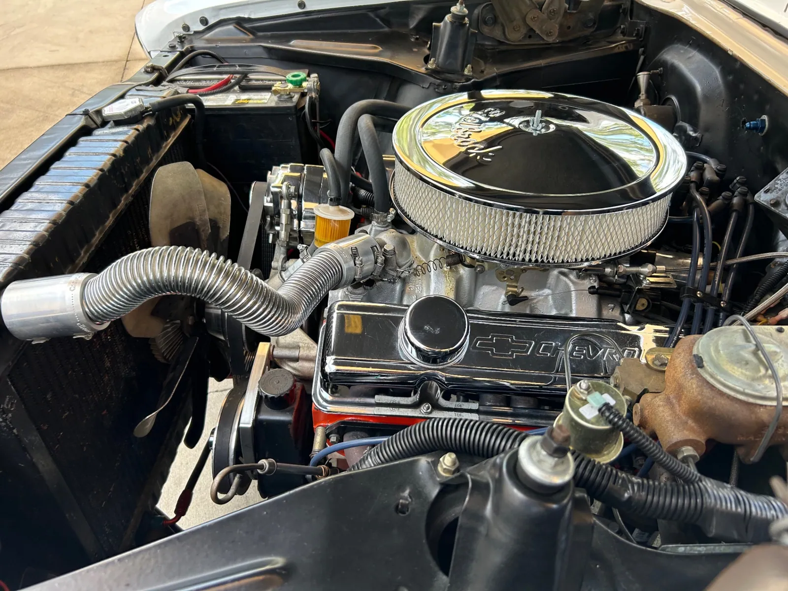 Engine bay of the 1966 Chevrolet Nova