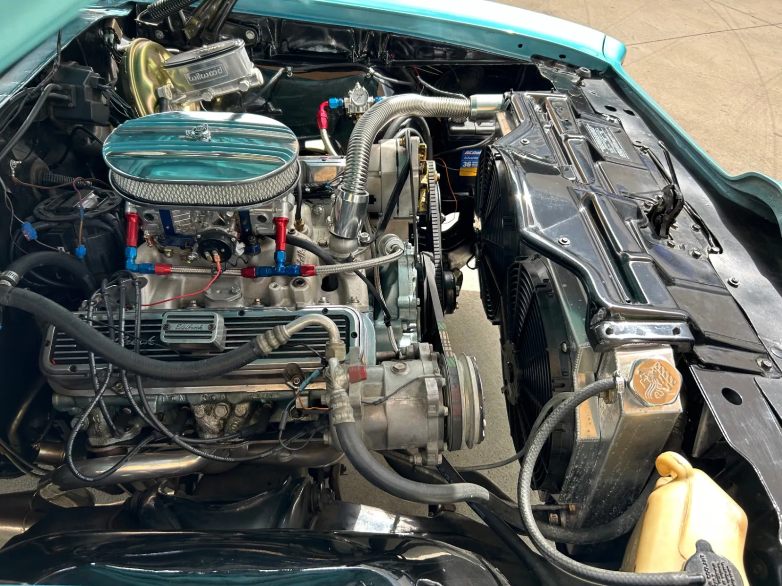 Engine bay of the 1968 Pontiac GTO